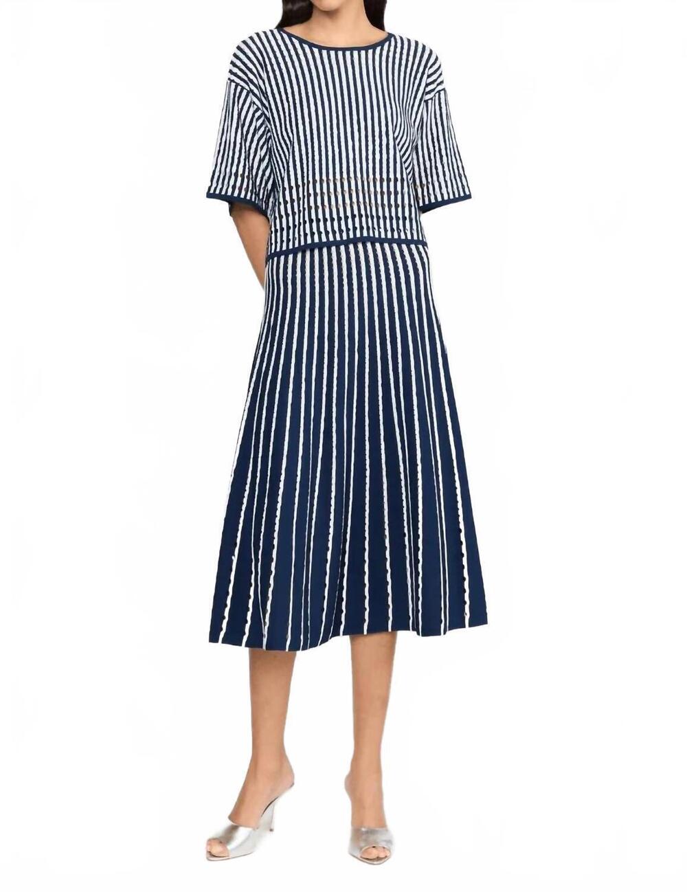 NEW CHRISTY LYNN colton skirt in pinstripe navy